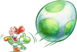 Green Yoshi & baby Mario Throwing Mega Eggdozer Meme Template