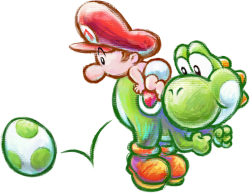Green Yoshi & baby Mario Drop Eggs Meme Template