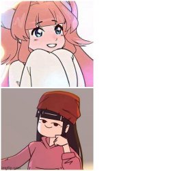 Cute Girl VS Derpy Girl Meme Template