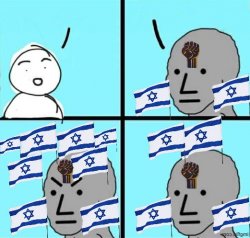 NPC angry leftwing Israel Meme Template