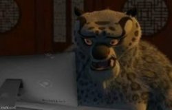 Tai Lung at the computer Meme Template