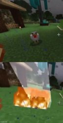 Minecraft chicken getting struck by lightning Meme Template