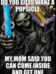 badass skeleton gives you a popsicle Meme Template