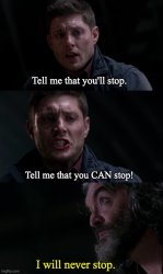 Tell Me That You'll Stop (with text) Meme Template