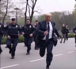 Donald Trump running from police officers Meme Template