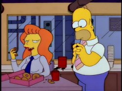 Mandy Eating Donuts Homer Simpson Looking On Meme Template