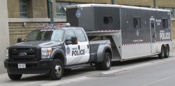 Police truck towing a horse trailer Meme Template