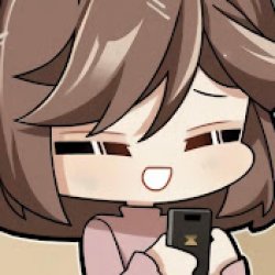 Cute Chibi Girl with brown hair holding a phone Meme Template