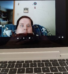 Selfie Webcam Laptop Eyes Open Meme Template