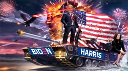 Joe Biden Riding a Tank Meme Template