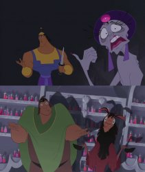 emperor's new groove kronk with angels in the lab Meme Template