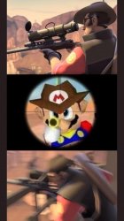 Mario and Sniper Meme Template