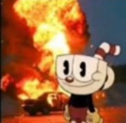 Cuphead causes a fire Meme Template