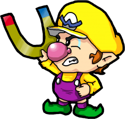 baby Wario with Magnet Meme Template
