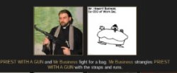 mr business strangles a priest with a gun Meme Template