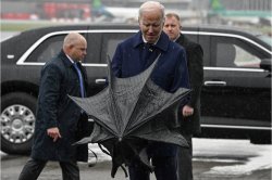 Joe Biden struggles with umbrella Meme Template