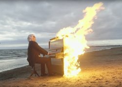 Burning piano Meme Template