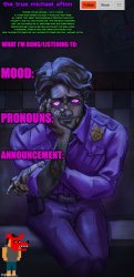 the_true_michael_afton announcement temp Meme Template