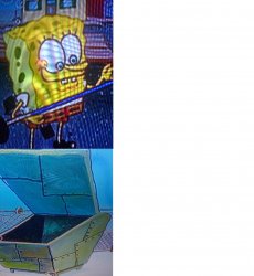 SpongeBob and the dump trash template Meme Template