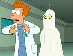 Fry and Bedsheet Ghost Bender Meme Template