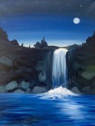 Blue Waterfall at Night Meme Template