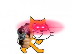 Scratch Cat with a gun Meme Template