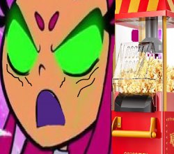 Starfire Vs Pop Corn Machine Meme Template