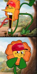 ANGRY FLOWER-HAPPY FLOWER BUT WITH MAGA HATS Meme Template