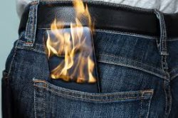 Phone on fire In pocket Meme Template