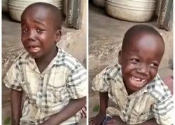 A Boy Crying And Laughing at the Same Time Meme Template