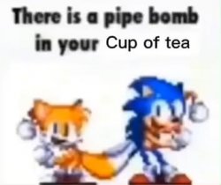 there is a pipe bomb in your cup of tea Meme Template