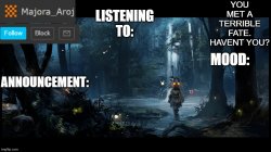 Majora_Aroj Announcement temp. Meme Template