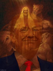 Trump in the lion’s den Meme Template