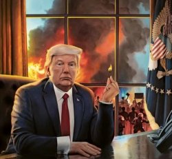 Trump White House burn down America democracy flames arson Meme Template