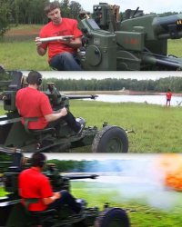 Guy shooting at another guy with an anti-tank gun Meme Template