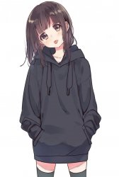 cute anime girl hoodie Meme Template