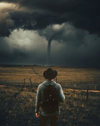 Man staring at tornado Meme Template