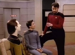DATA AND WESLEY LISTEN TO RIKER Meme Template