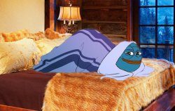Blue Pepe in bed Meme Template