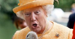 Donald Trump photoshopped onto Queen Elizabeth II Meme Template