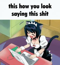 this is how you look saying this shit catgirl computer Meme Template