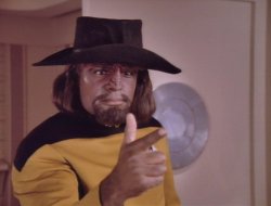 Worf in Cowboy Hat with Finger Gun Meme Template