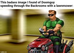 Doomguy lawnmower Meme Template