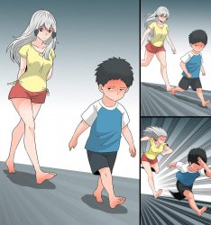 woman chasing kid cartoon Meme Template