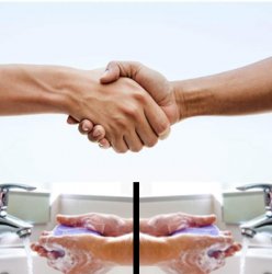 shake hands and wash (with 2 sides) Meme Template