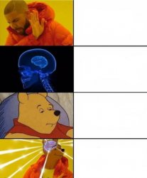 Drake, brain, Pooh crossover Meme Template