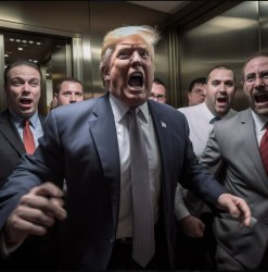 Trump doing something on an elevator Meme Template