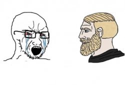 Chad vs crying mask Meme Template