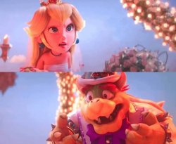 Bowser and peach Mario movie wedding scene Meme Template