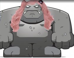 Golem with a pink wig Meme Template